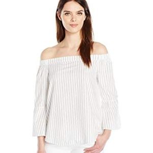 CK Jeans Women's Off The Shoulder Stripe Top-NWT